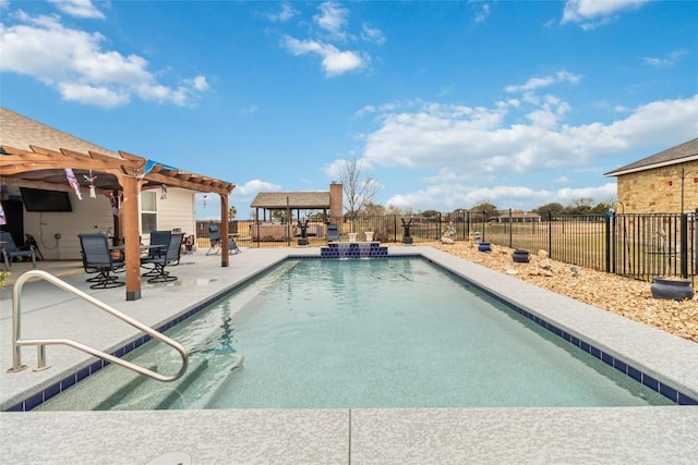 view of swimming pool with a pergola and a patio area