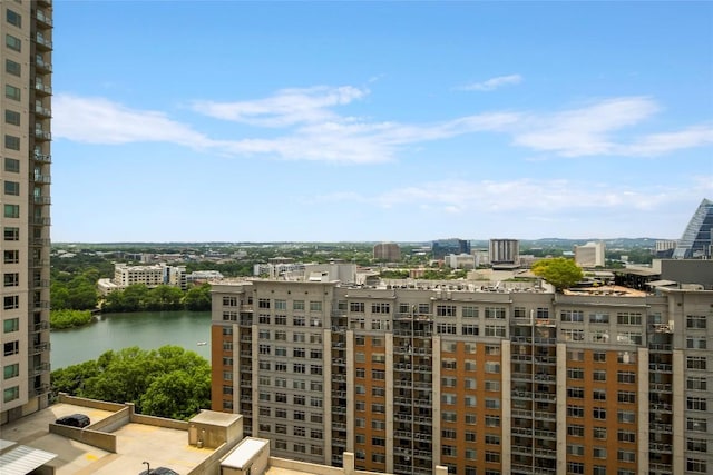 view of city with a water view