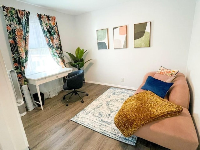 home office featuring wood-type flooring