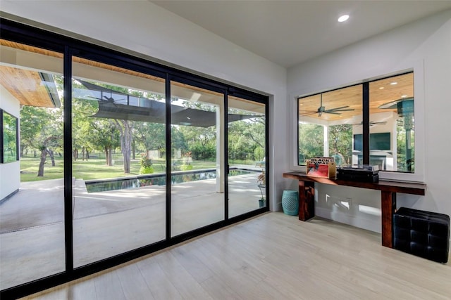 entryway with hardwood / wood-style flooring