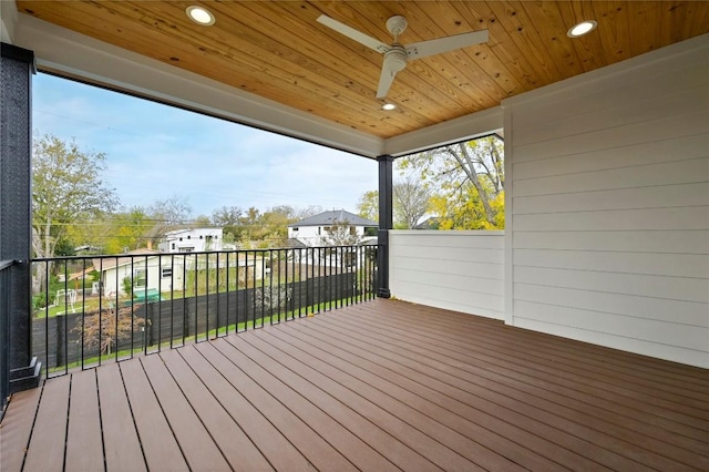 wooden terrace with ceiling fan