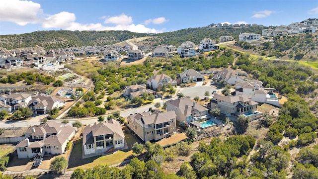 aerial view featuring a mountain view