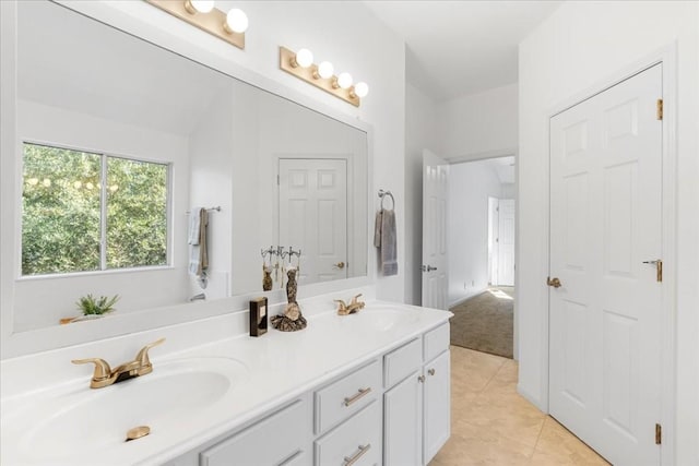 bathroom featuring vanity and tile patterned flooring