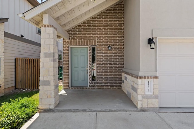 property entrance featuring a garage