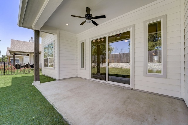 view of patio / terrace with ceiling fan