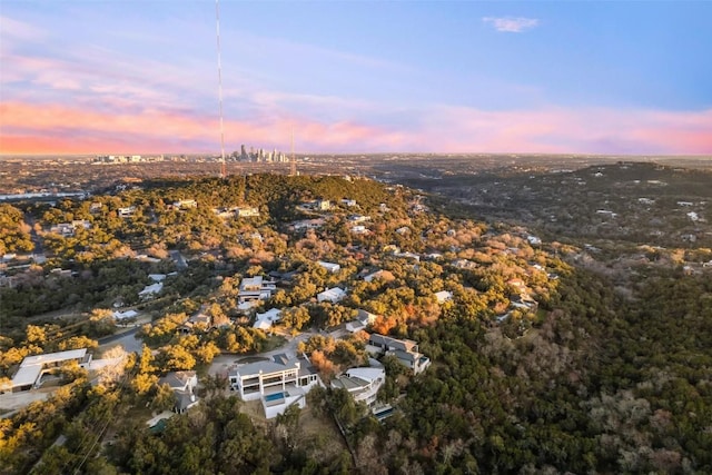 2102 N Oak Canyon Rd, Austin, TX 78746 - aerial view at dusk