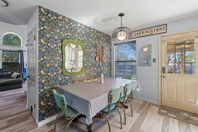 dining room with light wood-type flooring