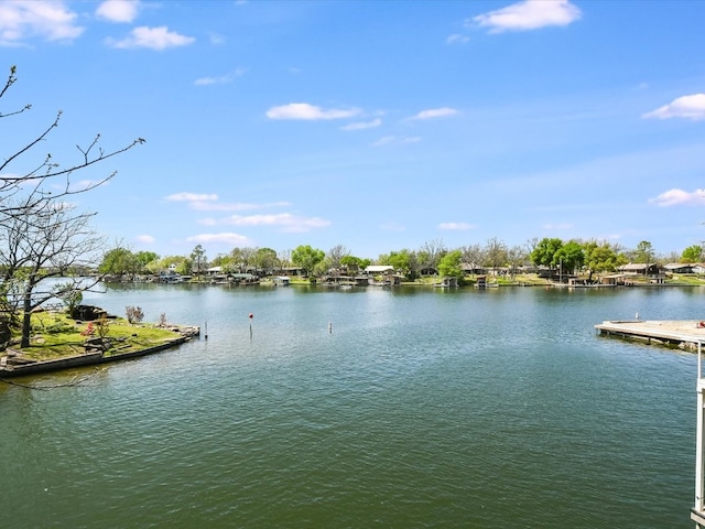 water view featuring a dock