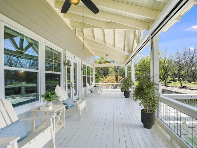 deck featuring ceiling fan