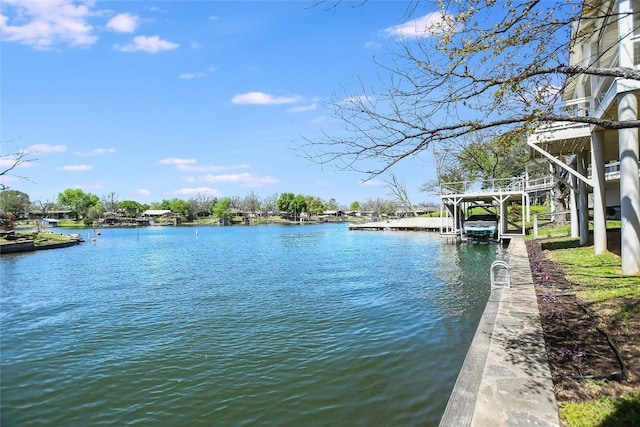 property view of water with a boat dock