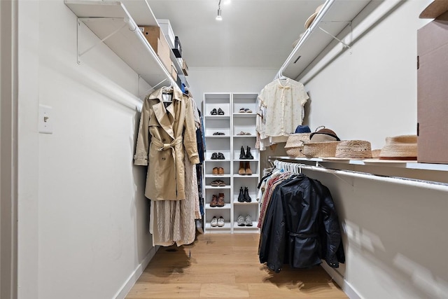 spacious closet featuring light wood-type flooring