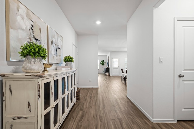 hall featuring dark hardwood / wood-style flooring