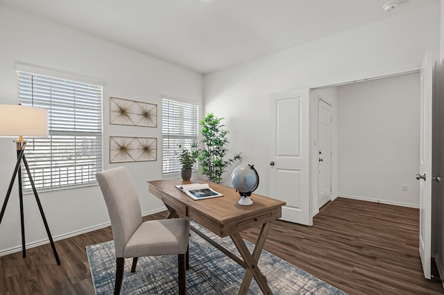 office featuring dark hardwood / wood-style flooring