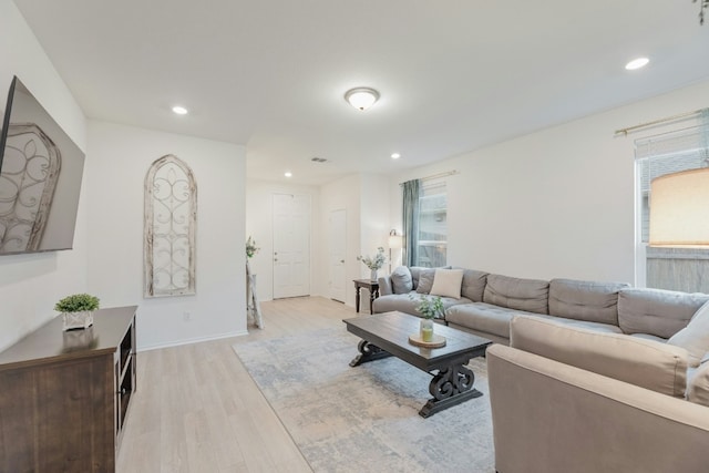 living room featuring light hardwood / wood-style floors