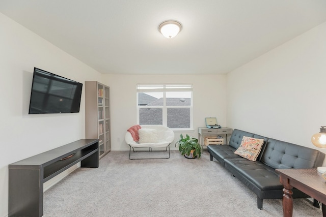 living room with light colored carpet