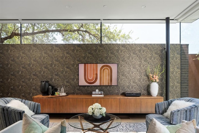 living room featuring light hardwood / wood-style flooring