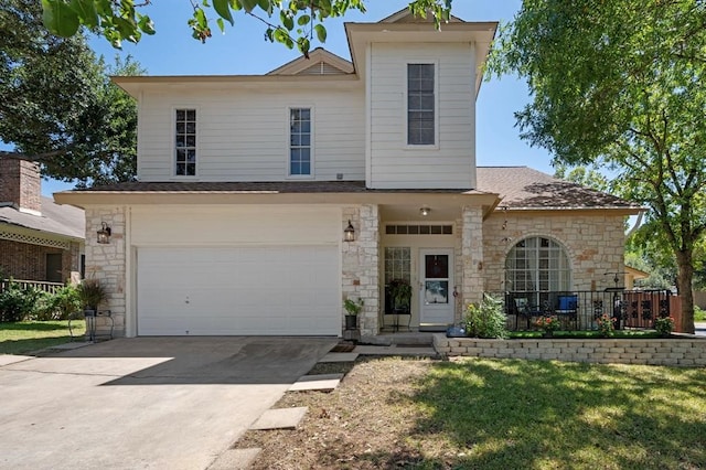 view of front facade with a garage