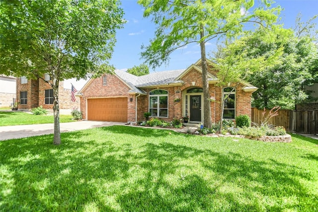 8013 Doe Meadow Dr, Austin, TX 78749 - view of front of house with a garage, concrete driveway, and brick siding