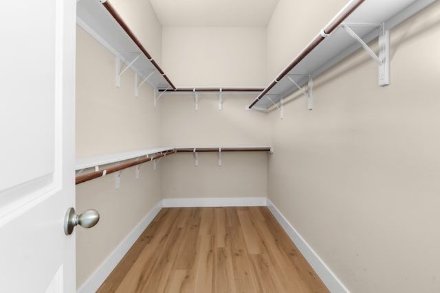 spacious closet with light hardwood / wood-style floors