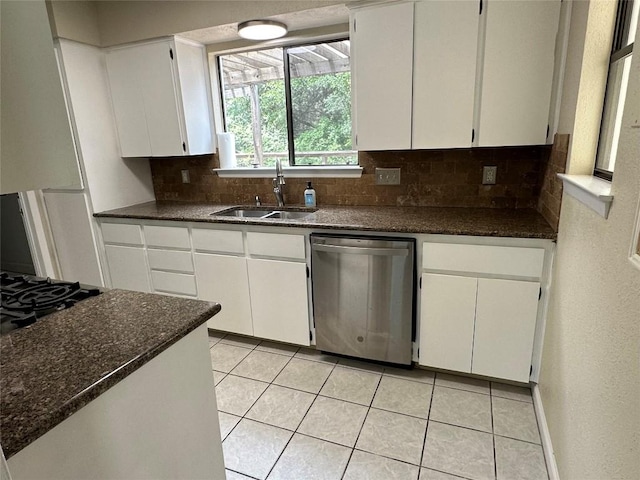 kitchen featuring white cabinetry, sink, and stainless steel dishwasher