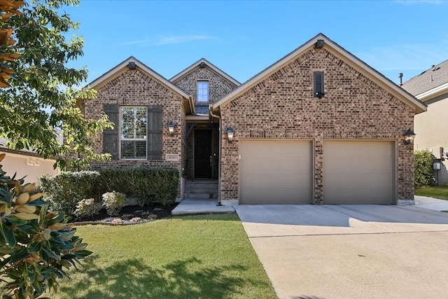 view of front of home with a garage and a front yard