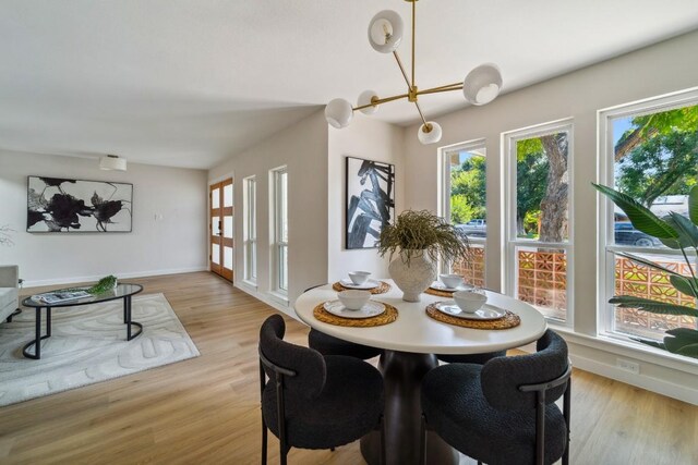 dining area featuring a healthy amount of sunlight and light wood-type flooring