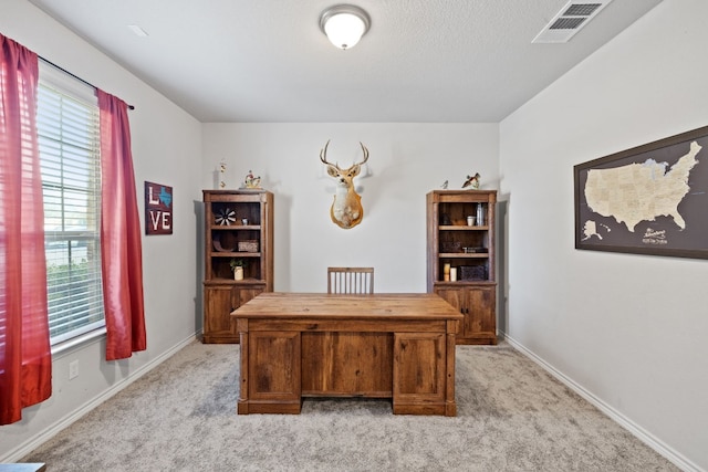 view of carpeted office space