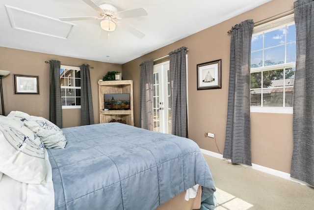 bedroom featuring carpet and ceiling fan