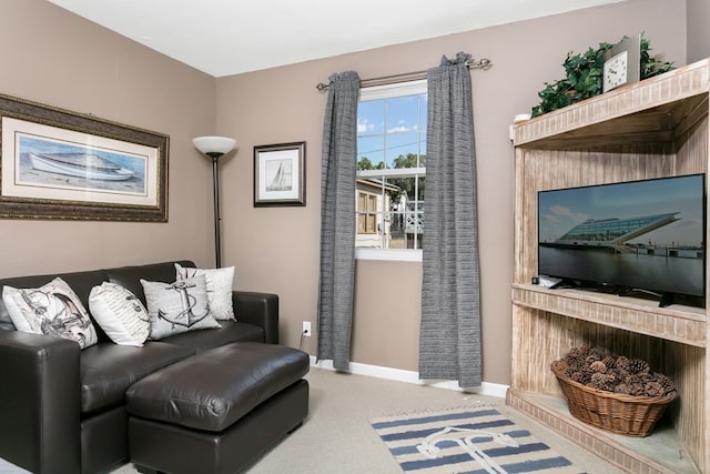 living room featuring carpet