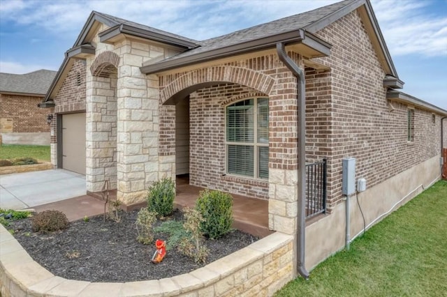 exterior space featuring a garage