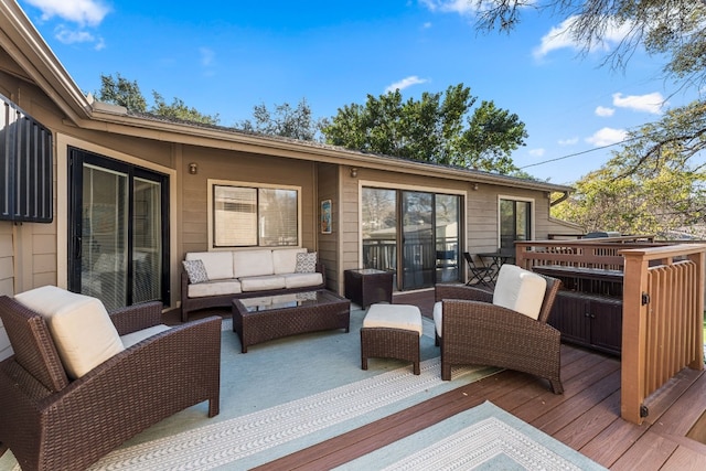 deck featuring outdoor lounge area