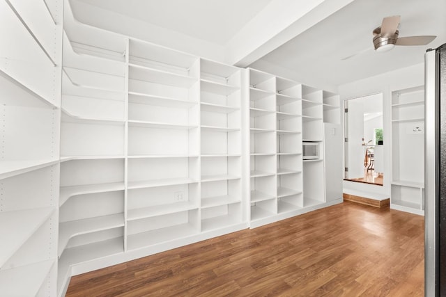 2105 Bowman Ave, Austin, TX 78703 - spacious closet featuring wood finished floors and ceiling fan