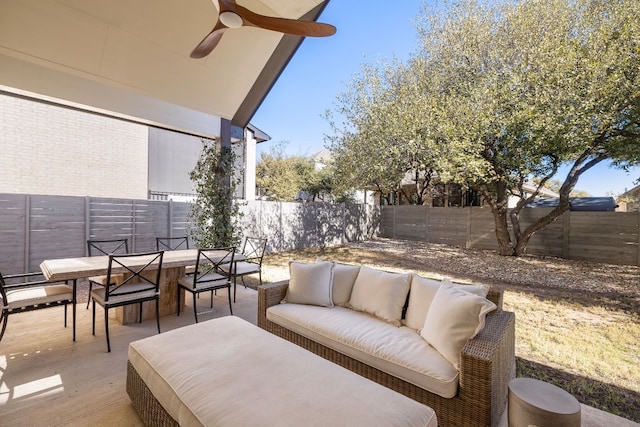 view of patio / terrace with an outdoor hangout area and ceiling fan