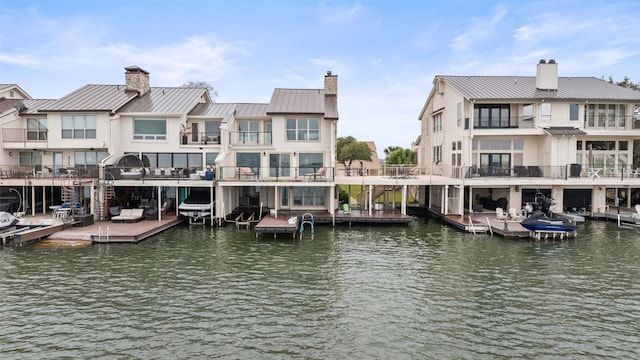 dock area with a water view