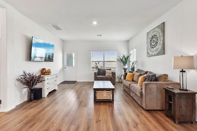 living room with hardwood / wood-style floors