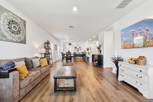 living room featuring light hardwood / wood-style flooring