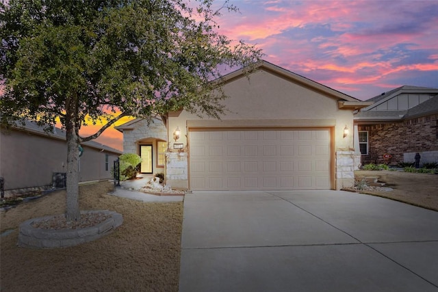 view of front of house with a garage