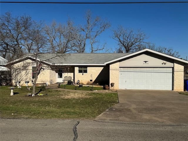 2500 Peach Tree Ln, Cedar Park, TX 78613 - ranch-style home featuring an attached garage, concrete driveway, a front yard, and brick siding