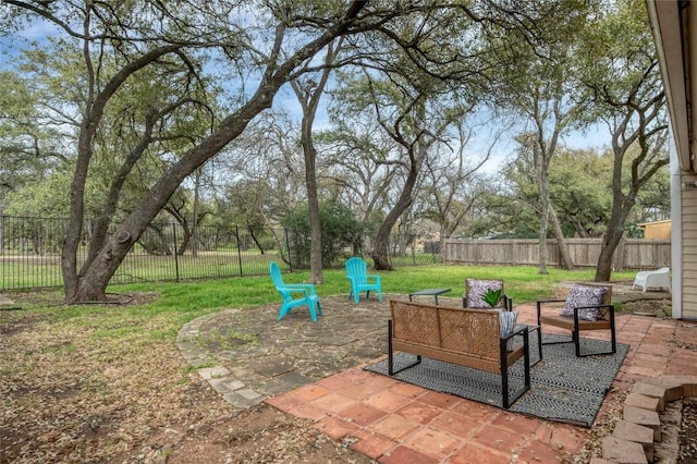 view of patio featuring a fenced backyard