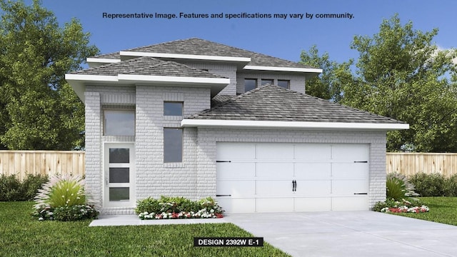 view of front of property with a garage