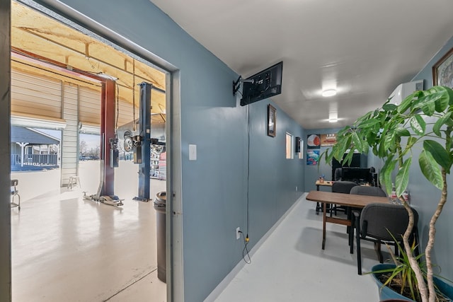 interior space featuring concrete floors