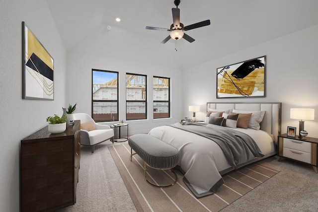 1243 Robin Trl, Round Rock, TX 78681 - carpeted bedroom with vaulted ceiling and a ceiling fan