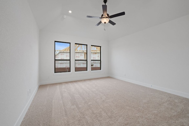 1243 Robin Trl, Round Rock, TX 78681 - spare room with carpet floors, lofted ceiling, baseboards, ceiling fan, and recessed lighting