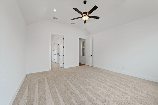 1243 Robin Trl, Round Rock, TX 78681 - carpeted spare room featuring vaulted ceiling, ceiling fan, and baseboards