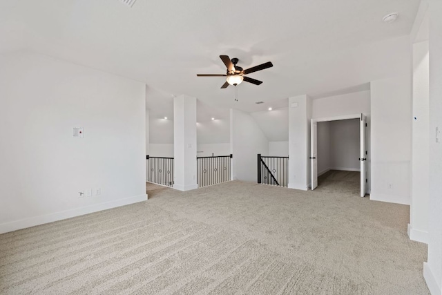 1243 Robin Trl, Round Rock, TX 78681 - carpeted empty room with ceiling fan, a smoke detector, and vaulted ceiling