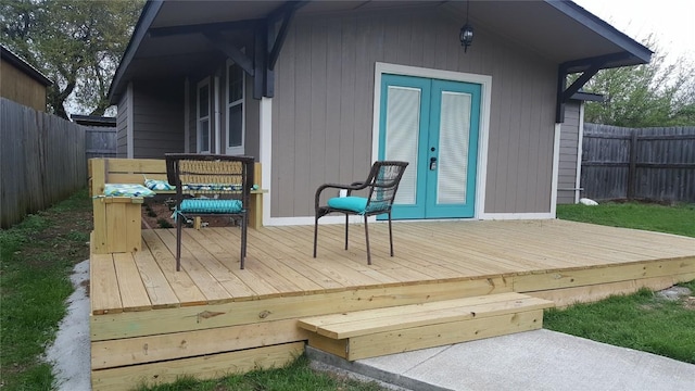12410 Twin Creek Rd, Manchaca, TX 78652 - deck featuring a fenced backyard and french doors
