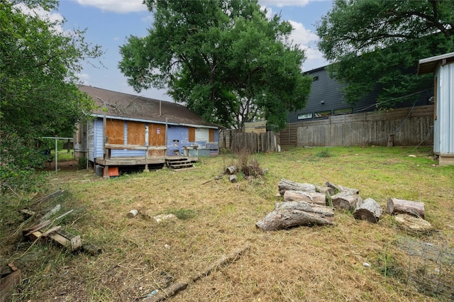 view of yard with a deck