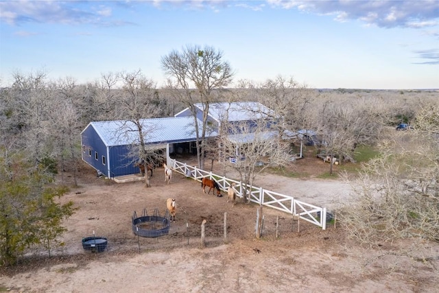 aerial view featuring a rural view