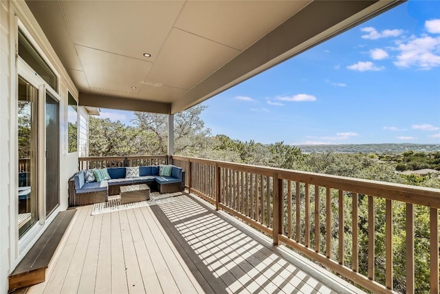 429 Summit Ridge Dr N, Point Venture, TX 78645 - wooden terrace featuring an outdoor living space
