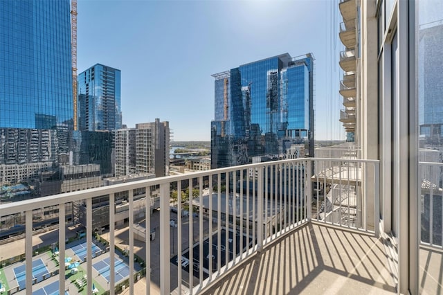 balcony featuring a view of city